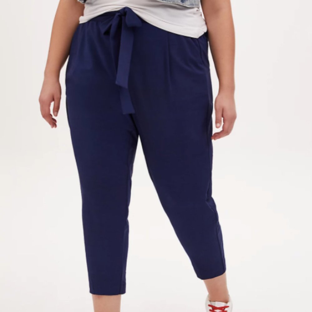 Torrid Navy Crepe Self Tie Tapered Pant
